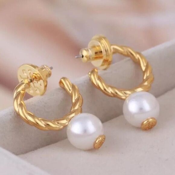 NWOT Tory Burch Gold Rope Pearl Dangle Earring’s - Picture 4 of 6